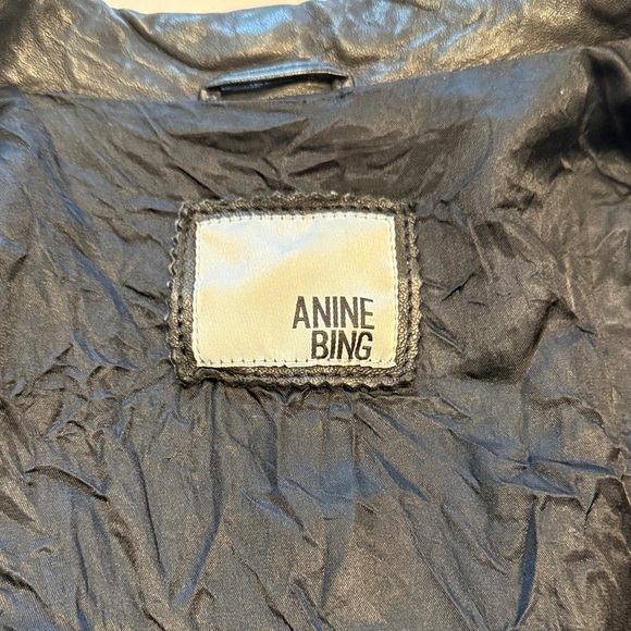 Anine Bing Moto Lambskin Leather Biker Jacket, Black, Size S - Picture 8 of 16